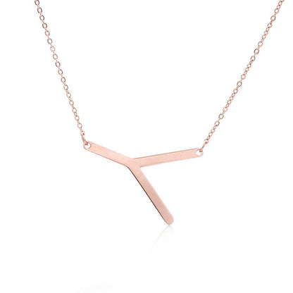 Big Initial Letter Pendant Necklace, Gold Silver, and Rose Gold