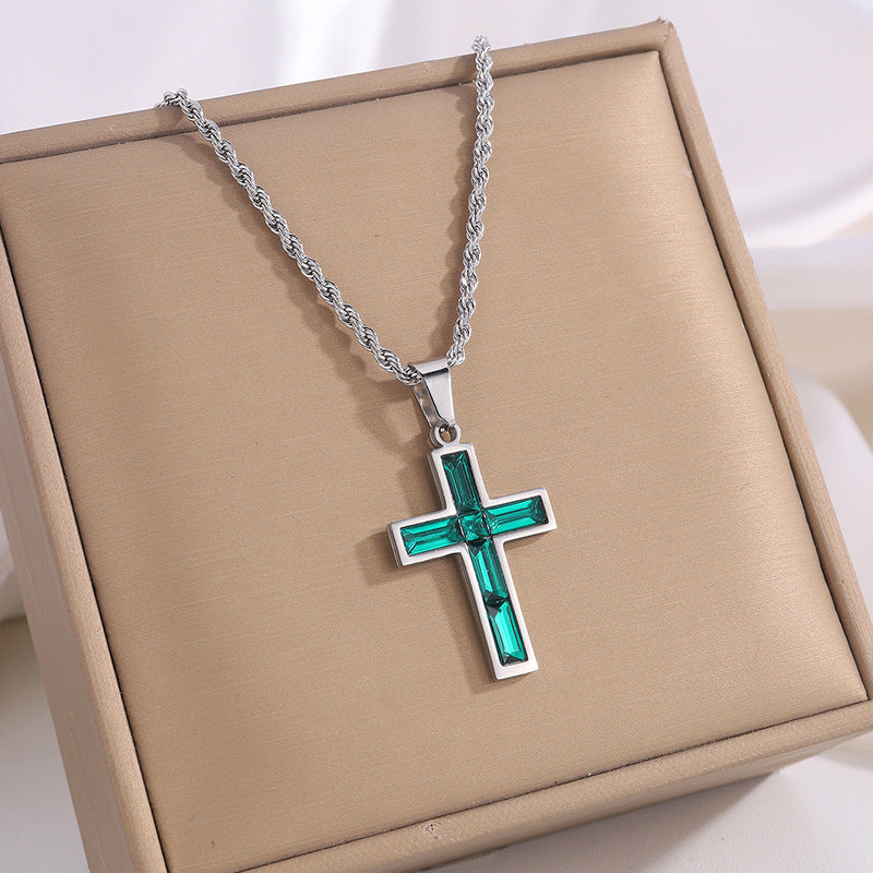 Multi-Colored Cross Pendant Necklace