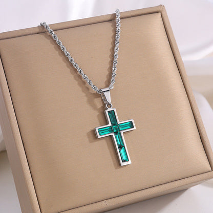 Multi-Colored Cross Pendant Necklace