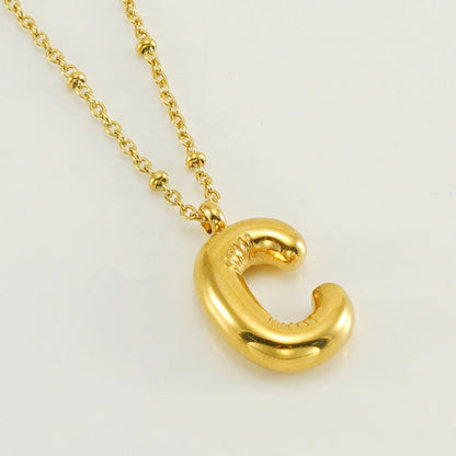 Bubble Letter Pendant Necklace A-Z