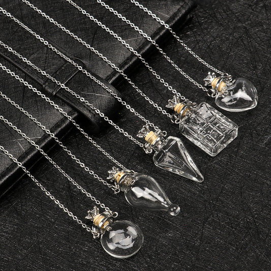 Transparent Glass Essential Oil Perfume Necklace