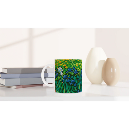 🌻 Van Gogh Inspired Ceramic Mug – Artistic Coffee Cup with Coloured Rim & Handle (11oz)