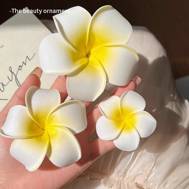 Plumeria Rubra Leather Flower Hairclip