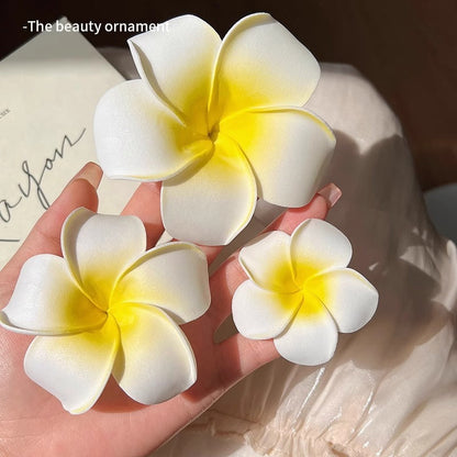 Plumeria Rubra Leather Flower Hairclip