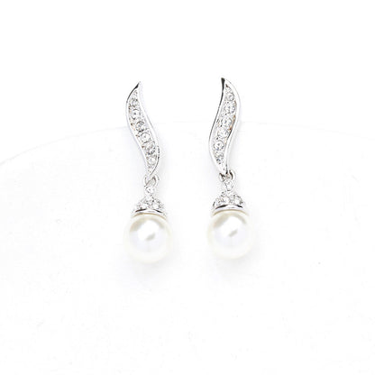 Classic Elegant Two-Tone Gold & Silver Artificial Pearl Earrings