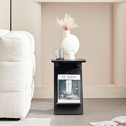 Adrian Side Table With Magazine Rack, Solid Wood