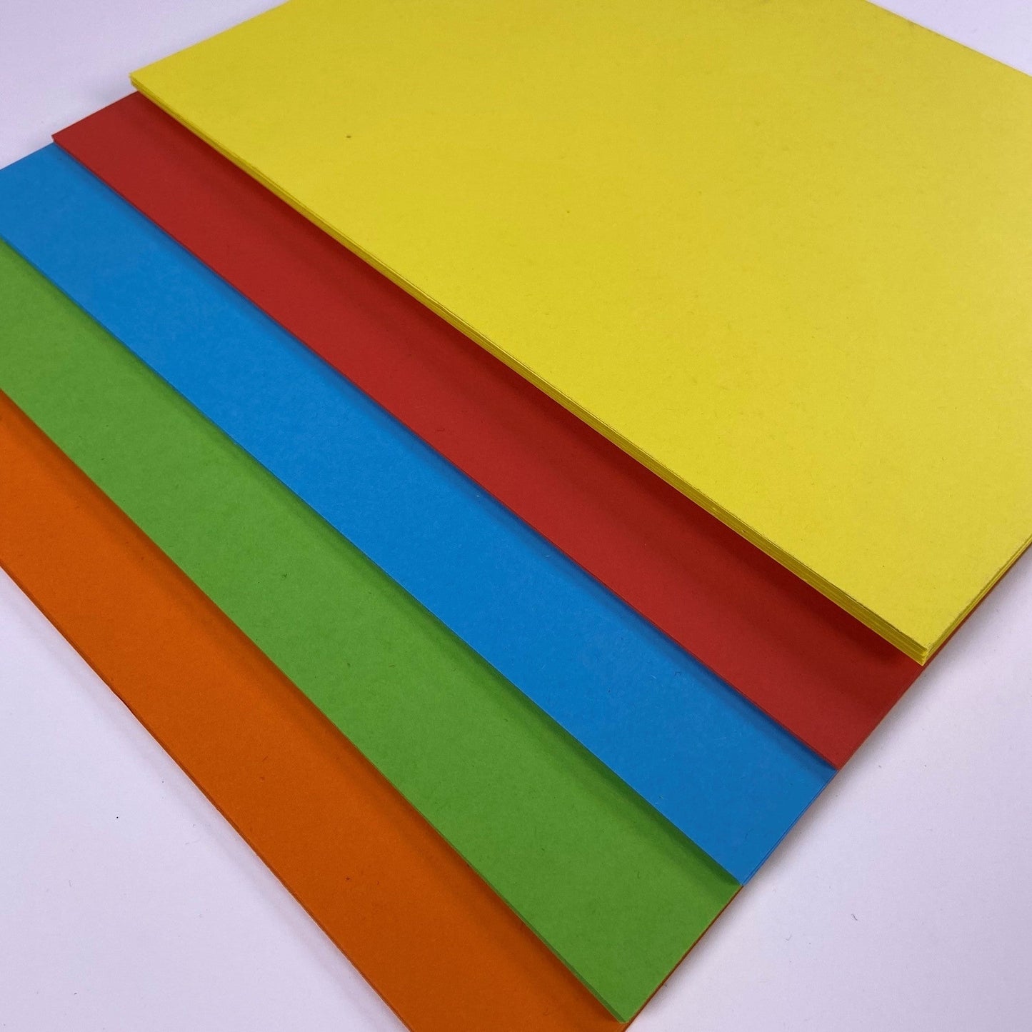 A2 Vivid Coloured Recycled Card 180gsm - Bright Mix of Yellow, Red, Blue, Green, and Orange