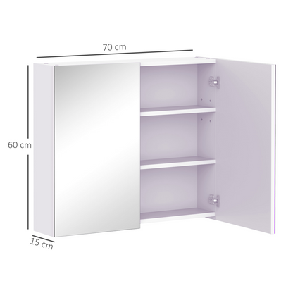 HOMCOM Wall Mounted Bathroom Mirror Storage Cabinet w/ Door Adjustable Shelf