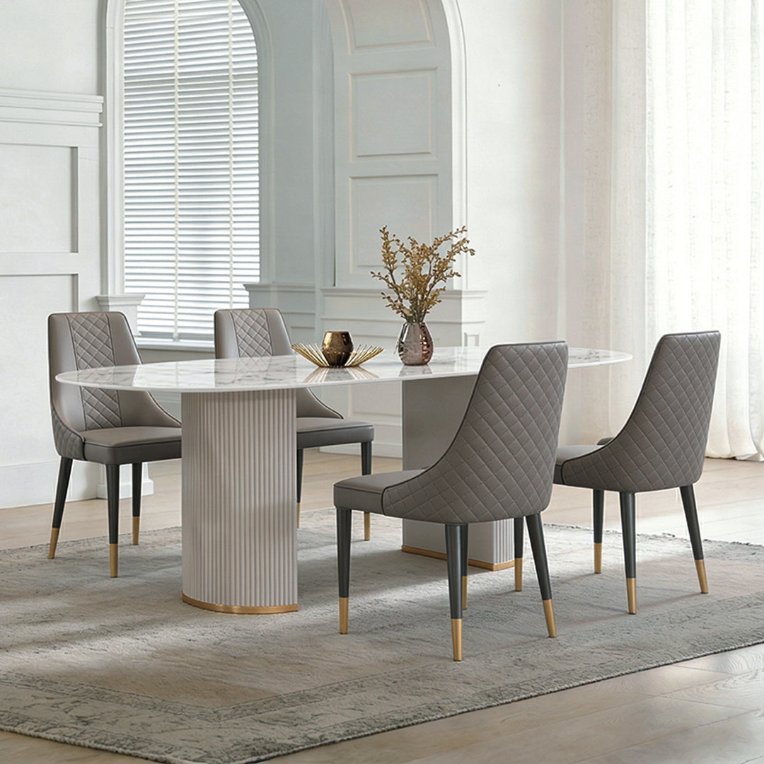 Costanza Oval Dining Table, Sintered Stone, White