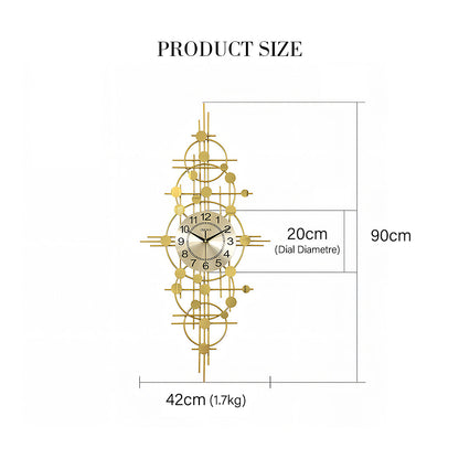 Cohen Art Deco Gold Wall Clock, Silent Clock, Horizontal Or Vertical