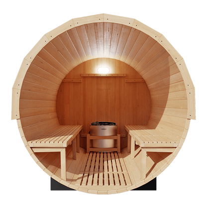 KOVE Outdoor Barrel Sauna – 5–6 Person Garden Sauna with 6kW Electric Heater