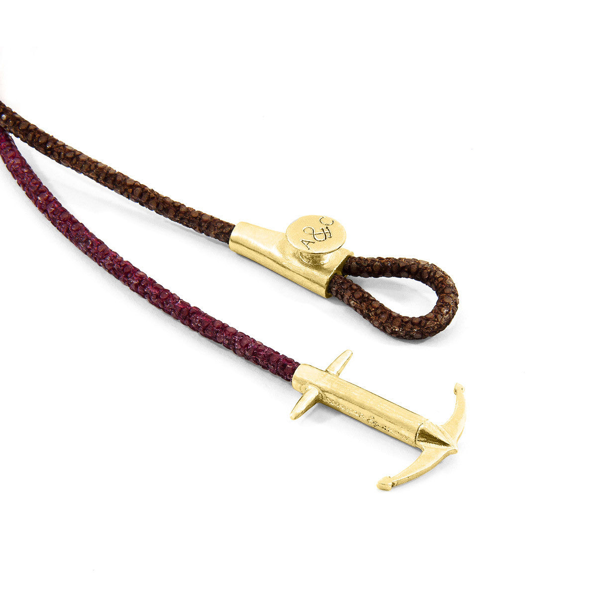 Racing Green Dundee 9ct Yellow Gold and Stingray Leather Bracelet