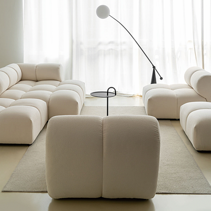 Lysander Velvet Module Three Seater, Four Seater, Five Seater Sofa, Corner Sofa, White