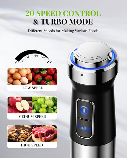 Hand Blender 1200W Stick Blender 6 in 1 Chopper Whisk Turbo SHARDOR