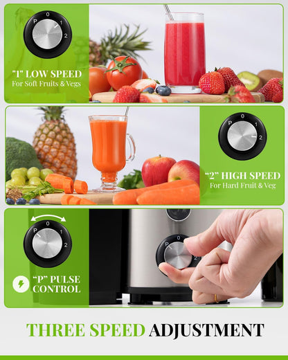 Juicer Machine 800W 3 Speed Stainless Steel Fruit Vegetable SHARDOR