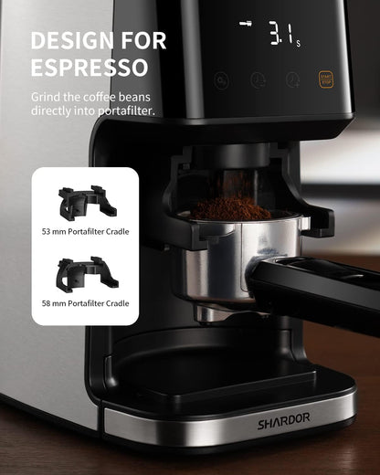 Conical Burr Coffee Grinder Electric 51 Settings with Timer Touchscreen Shardor