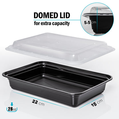 1-Compartment Reusable Plastic Containers - 828ml
