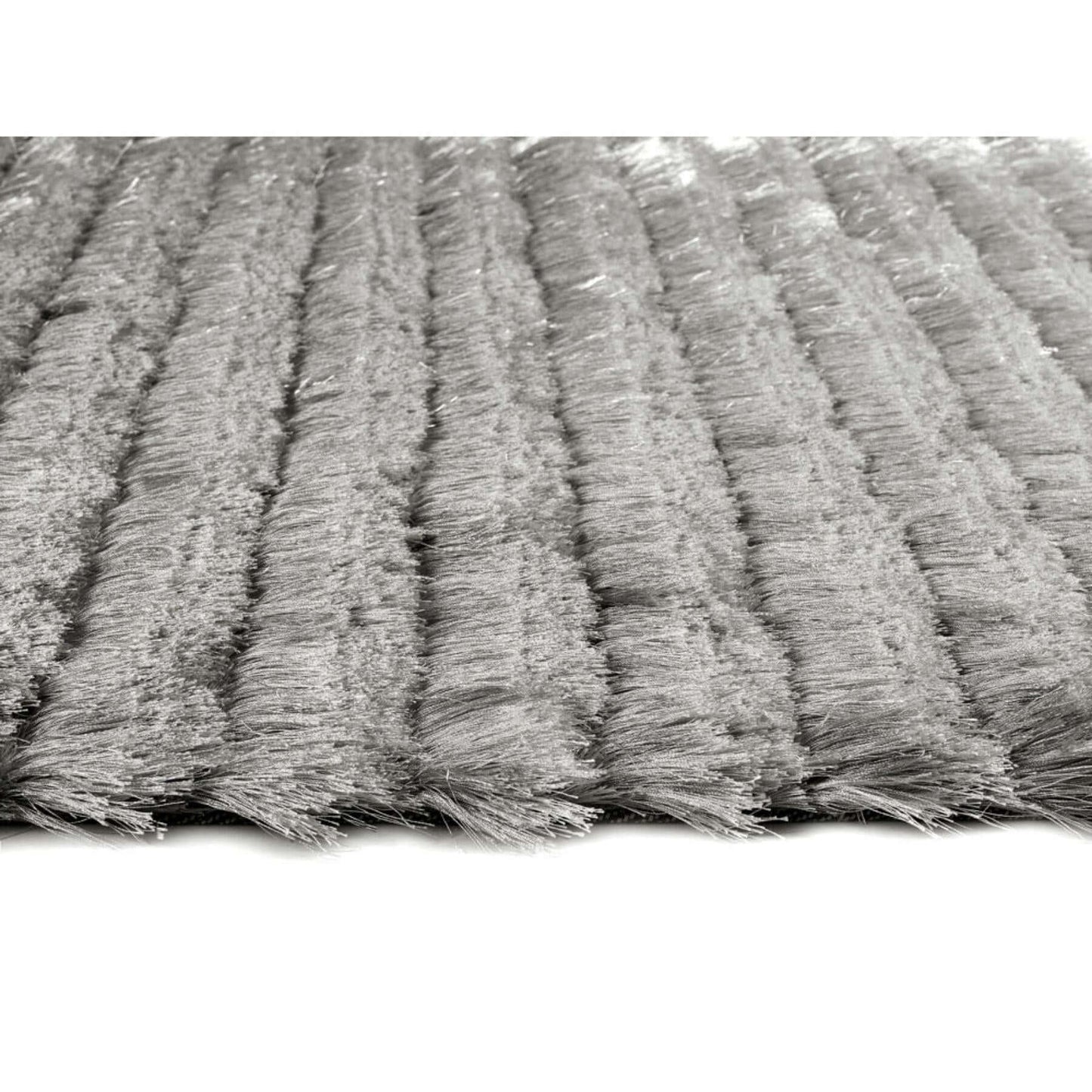 Carved Glamour Silver Grey Shaggy Rug