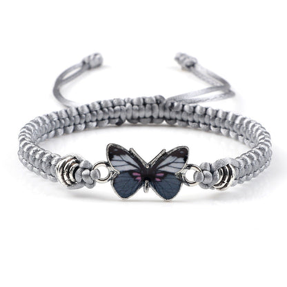 Adjustable Couple Butterfly Buckle Braided Bracelet