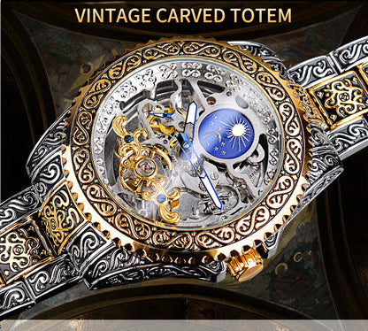 Carved Tourbillon Mechanical Watch