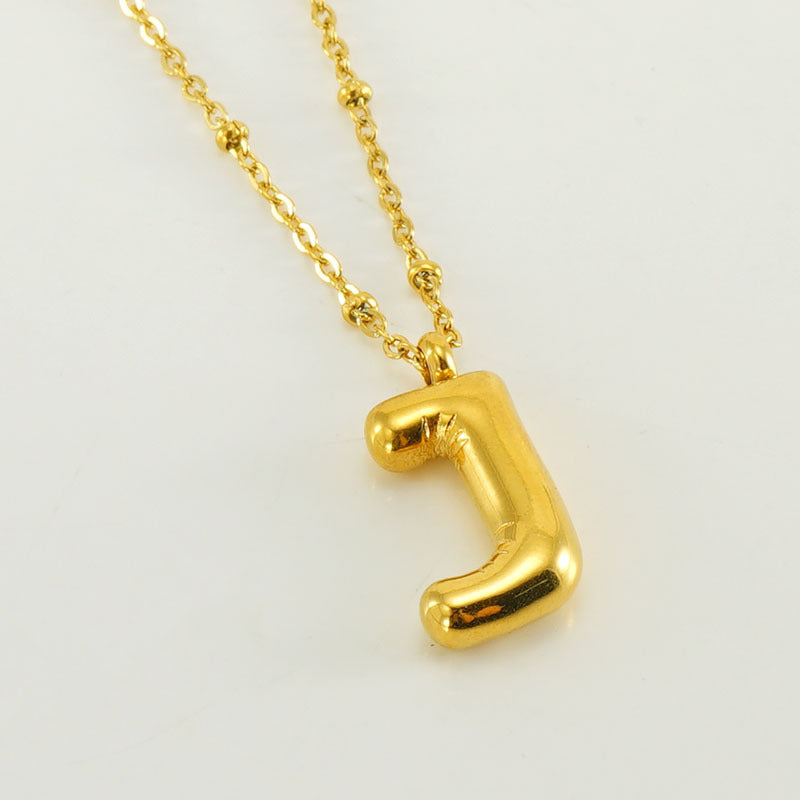 Bubble Letter Pendant Necklace A-Z