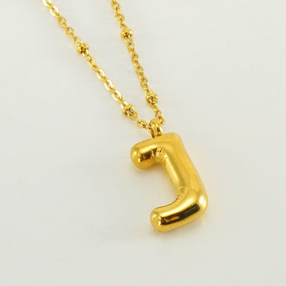 Bubble Letter Pendant Necklace A-Z