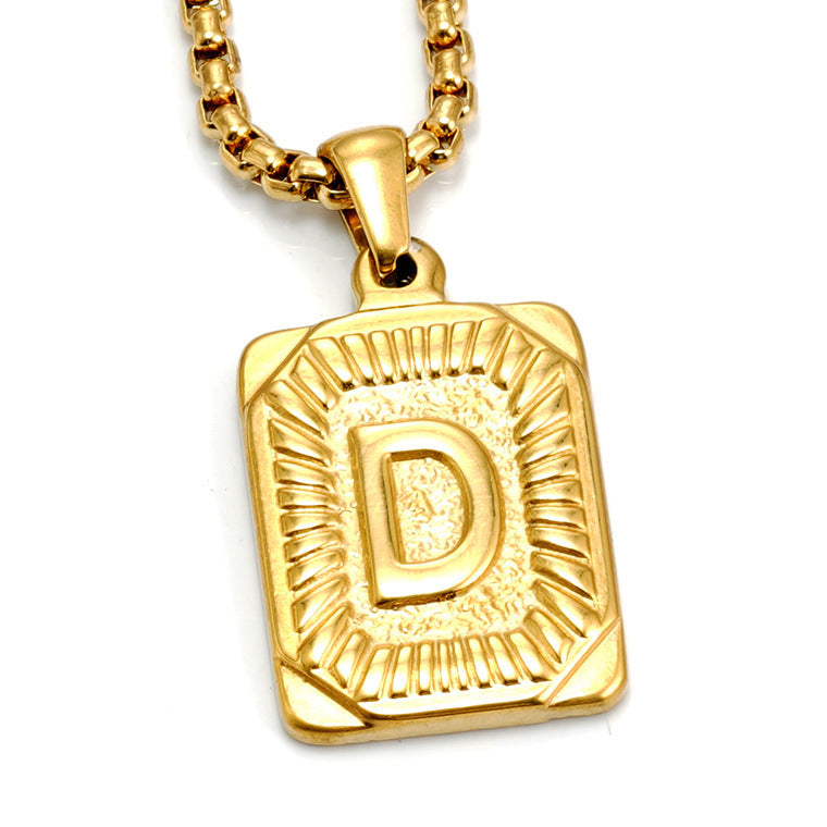 A-Z Alphabet Titanium Steel Letter Pendant Necklace
