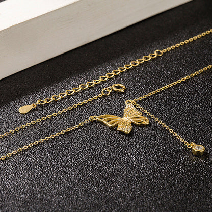 S925 Silver Hollow Butterfly Necklace