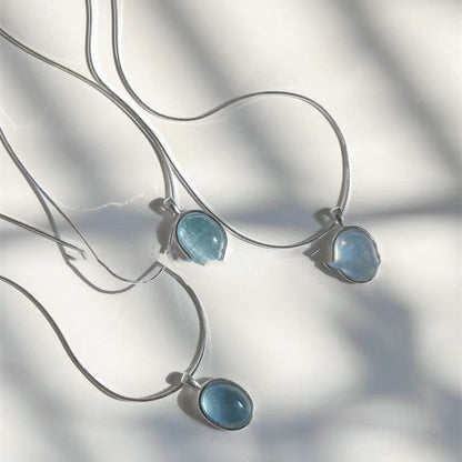 Oval Water Drop Pendant Necklace