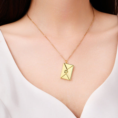 Envelope Necklace with Carved Love Letter
