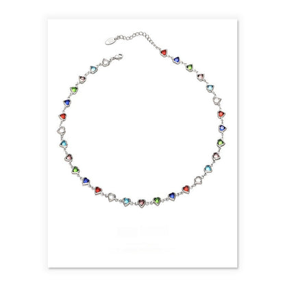 Gold & White Gold Candy Glass Heart Necklace & Bracelet Set