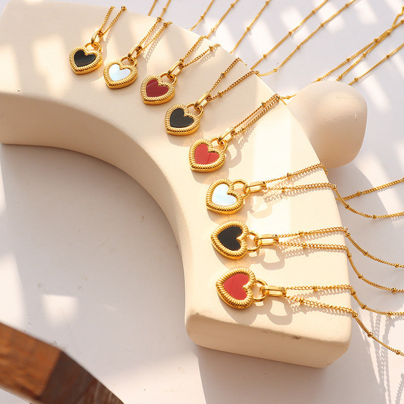 Double-Sided Color Heart-Shaped Necklace