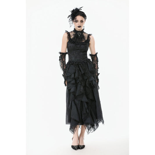 Dark in Love Seraphina Ruched Lace Goth Blouse in Black