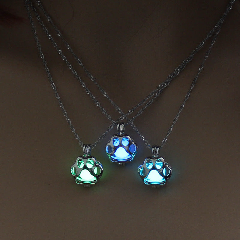 Dog Paw Hollow Luminous Necklace