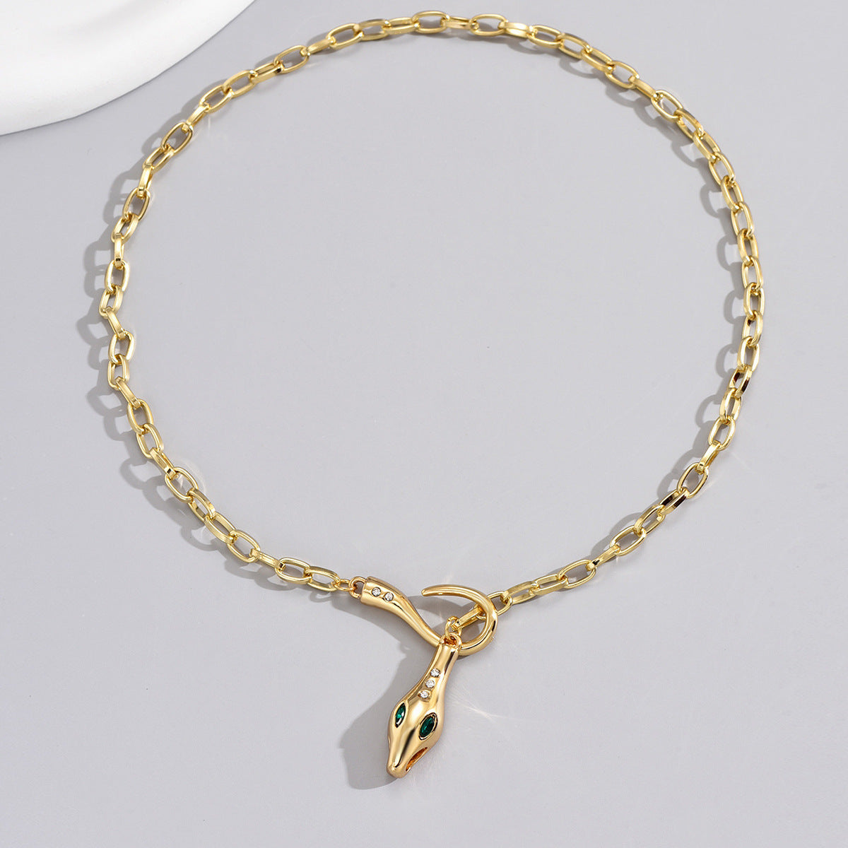 Elegant Metal Snake Diamond Studded Necklace