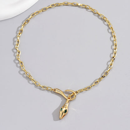 Elegant Metal Snake Diamond Studded Necklace