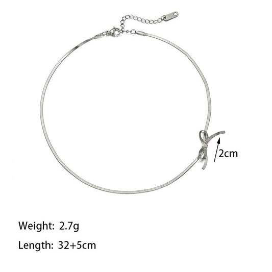 Minimalist Bowknot Necklace, Gold & Silver