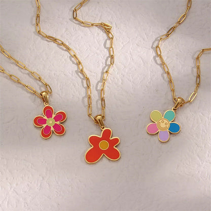 Red Irregular Flower Necklace