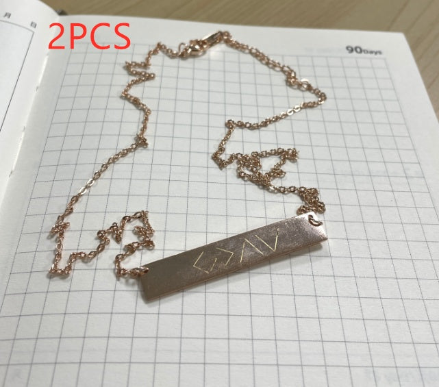 One Word Horizontal Bar Pendant Necklace