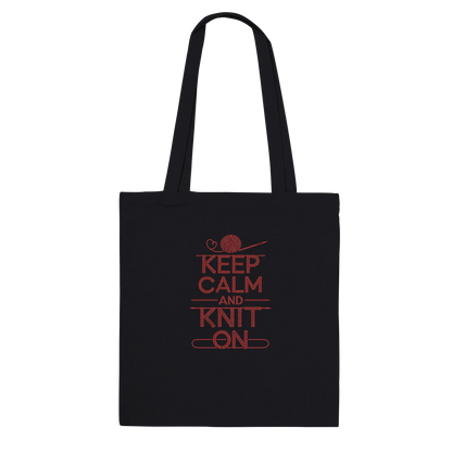 Keep Calm and Knit On Large Cotton Tote Bag – Premium Knitting Bag for Serious Knitters