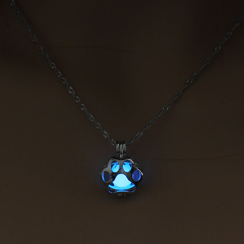 Dog Paw Hollow Luminous Necklace
