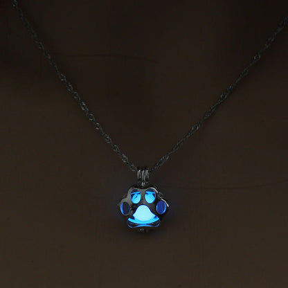 Dog Paw Hollow Luminous Necklace