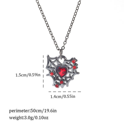 Gothic Spider, Bat, Cross, Skull, and Heart Pendant Necklaces