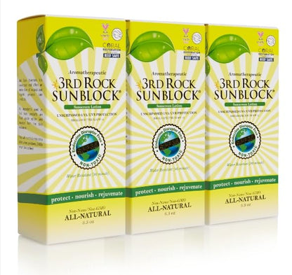 3rd Rock Essentials Sunblock SPF 35 | All Natural Organic Zinc Sunscreen (3.3 oz) – 3 Pack