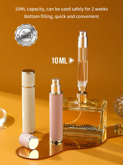 3zorqinron 10ML Genuine Leather Perfume Atomizer Sprayer – Portable Pink Travel Refillable Bottle