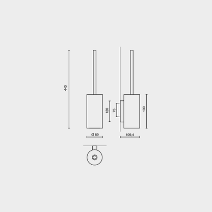 Zack Linea Wall Toilet Brush Set | Polished Stainless Steel Premium Bathroom