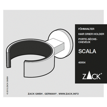 Zack Scala Polished Stainless Steel Hairdryer Holder - Premium Bathroom Organisation
