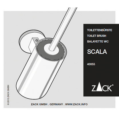 Zack Scala Polished Stainless Steel Wall Toilet Brush - Premium Bathroom Hygiene