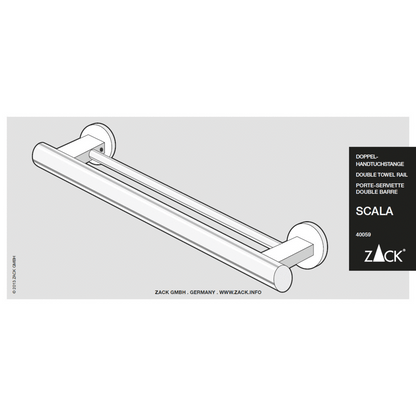 Zack Scala Polished Stainless Steel Double Towel Rail - Premium Bathroom Organisation