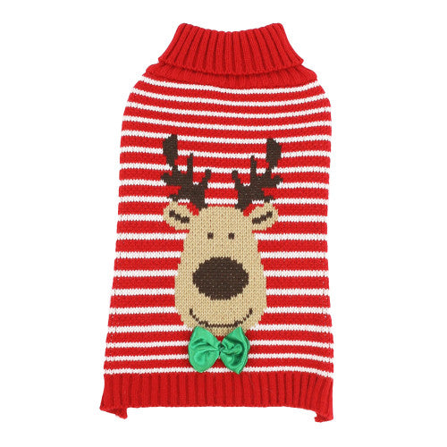 Happy Pet Christmas - Reindeer Stripe Sweater S/M